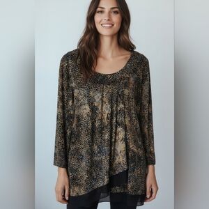 Nwt! Nina Leonard leopard print blouse